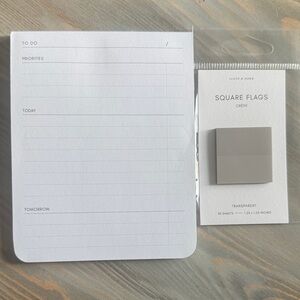 Cloth & Paper Minimal White To-Do Notepad with Gray Square Flags